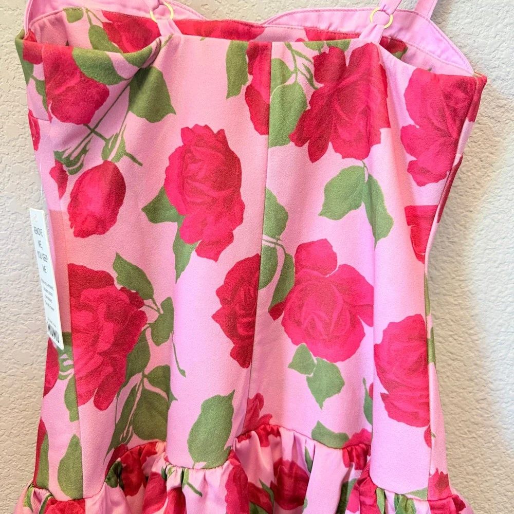 Show Me Your Mumu Floral Mini Dress Womens Pink New Rose Print Bubble Hem Romper - Picture 5 of 14